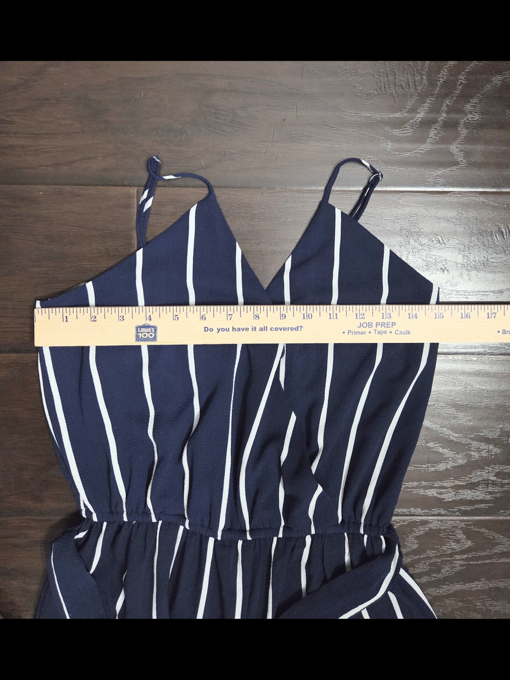 Navy and White Vertical-Stripe Wide-Leg Jumpsuit - Picture 7 of 11